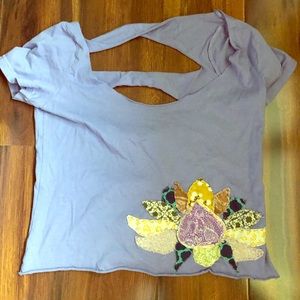 Handmade Upcycled Off Shoulder Lotus Hippie Shirt
